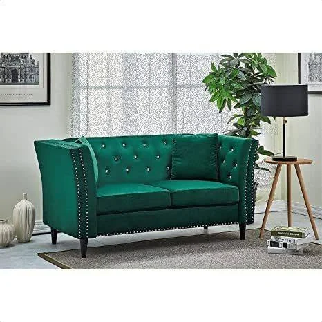 Emerald velvet chesterfield